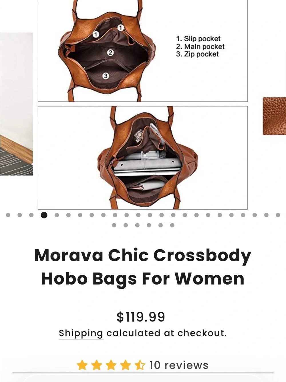 Bostanten Chic Hobo Tote Bag - Tan